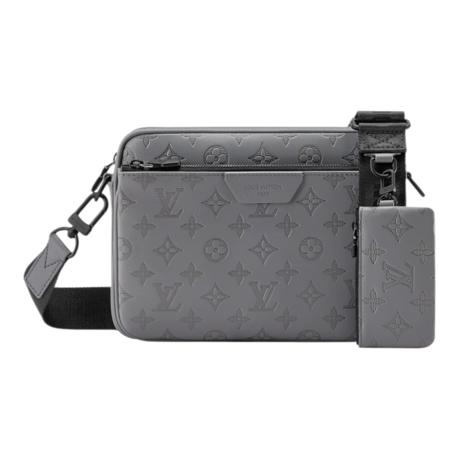 Louis Vuitton Monogram Embossed Leather Messenger Bag (Grey Utility Crossbody)