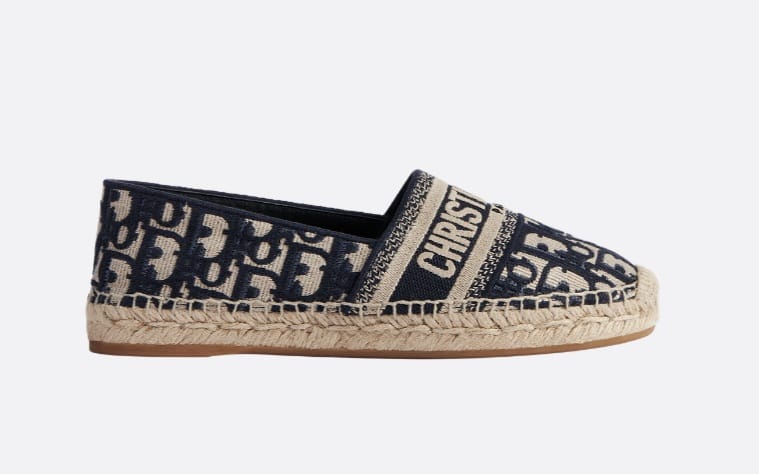 Dior Granville espadrille deep blue Dior oblique embroidered