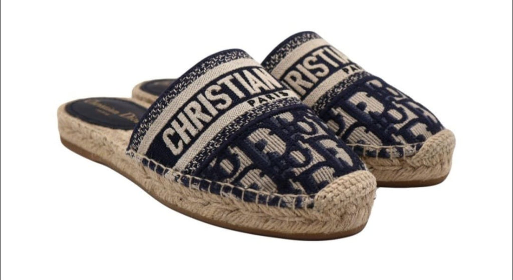 CHRISTIAN DIOR Granville mule deep blue Dior oblique Embroidered