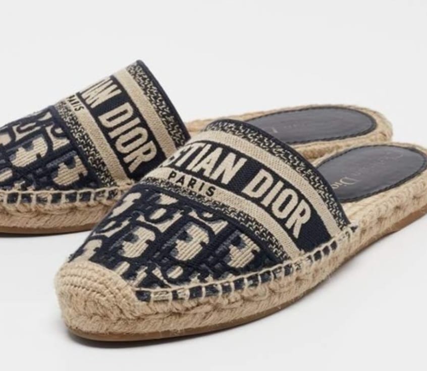 CHRISTIAN DIOR Granville mule deep blue Dior oblique Embroidered