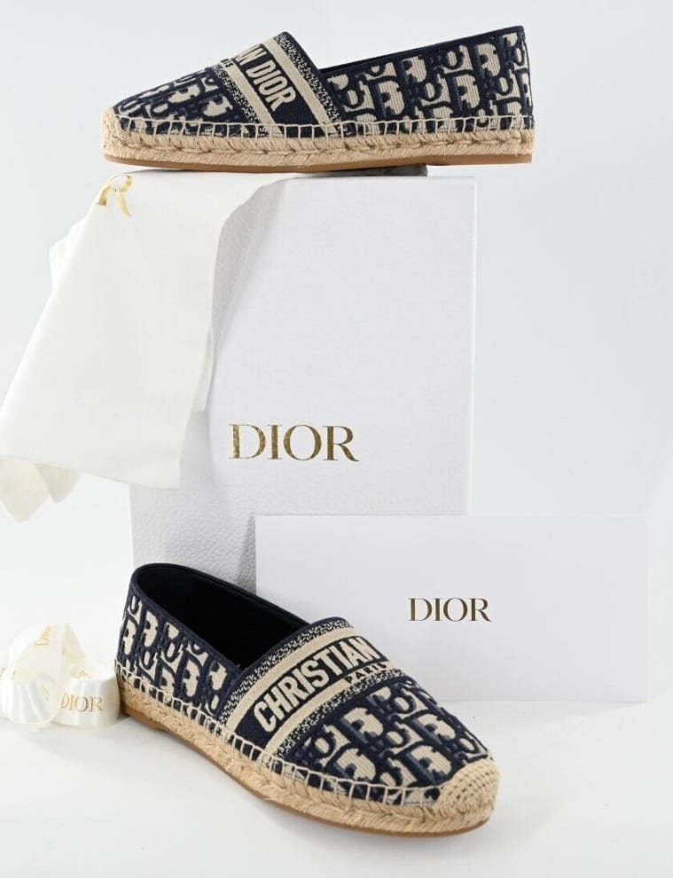 Dior Granville espadrille deep blue Dior oblique embroidered